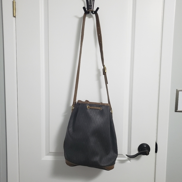 CHRISTIAN DIOR Black Honeycomb Bucket Bag Purse - Picture 5 of 15